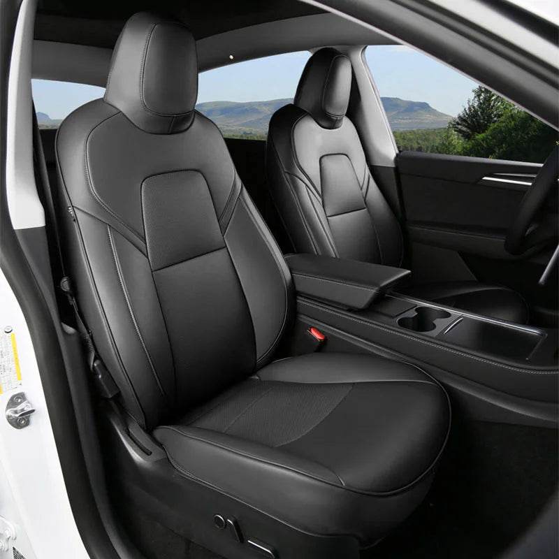Custom Tesla Model Y Seat Covers – White, Black & Red All-Weather Protection for 2020-2023 - Emprize360