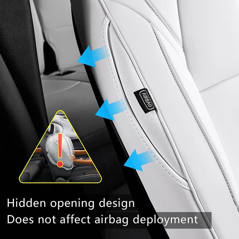 Custom Tesla Model Y Seat Covers – White, Black & Red All-Weather Protection for 2020-2023 - Emprize360