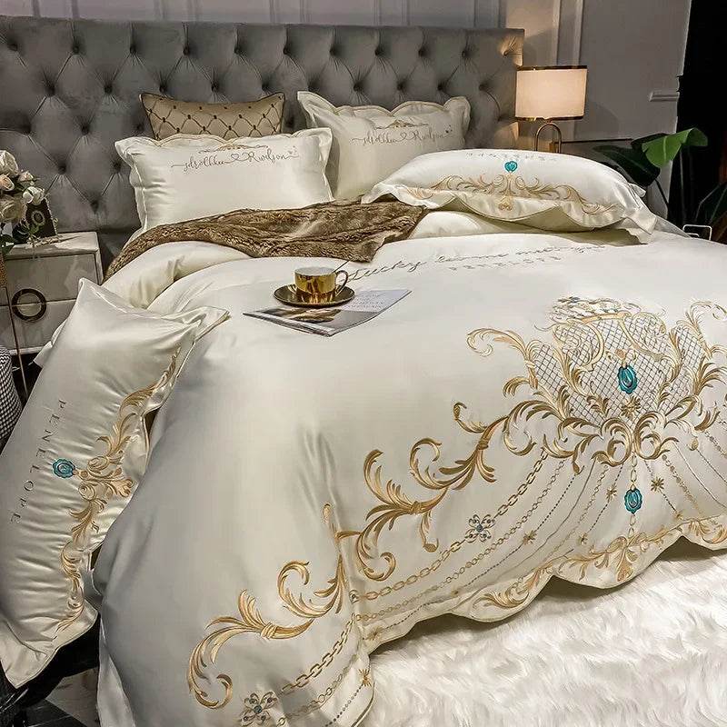 European-Style Bed Sheet Four-Piece Set 100 Cotton High-End Atmospheric Ice Silk Quilt Cover Pure Cotton Bedding - Emprize360
