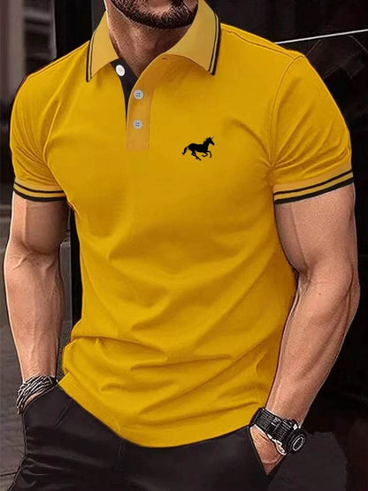 New Men's T-shirt Classic Short Sleeved Shirt Summer Top Casual T-shirt Button Lapel Super Large S-3XL Casual Polo Shirt - Emprize360