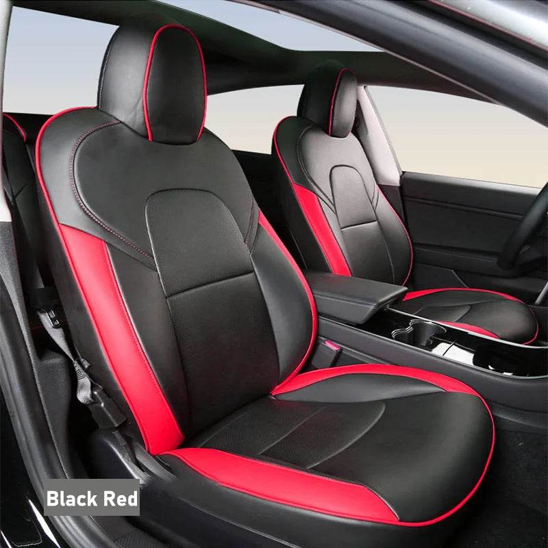 Custom Tesla Model Y Seat Covers – White, Black & Red All-Weather Protection for 2020-2023 - Emprize360