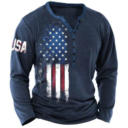 Rugged Vintage USA Oversized Long Sleeve T-Shirt for Men with Bold Graphic - Emprize360