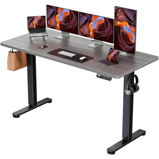 Height Adjustable Electric Standing Desk, 63 x 28 Inches Large Sit Stand up Desk, Large Memory Computer Home Office Desk with T - Emprize360