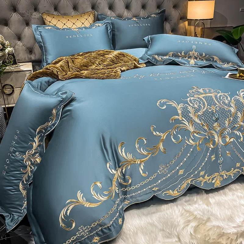 European-Style Bed Sheet Four-Piece Set 100 Cotton High-End Atmospheric Ice Silk Quilt Cover Pure Cotton Bedding - Emprize360