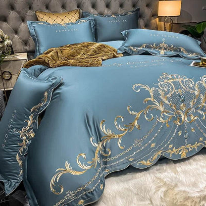 European-Style Bed Sheet Four-Piece Set 100 Cotton High-End Atmospheric Ice Silk Quilt Cover Pure Cotton Bedding - Emprize360