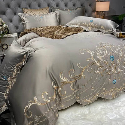 European-Style Bed Sheet Four-Piece Set 100 Cotton High-End Atmospheric Ice Silk Quilt Cover Pure Cotton Bedding - Emprize360