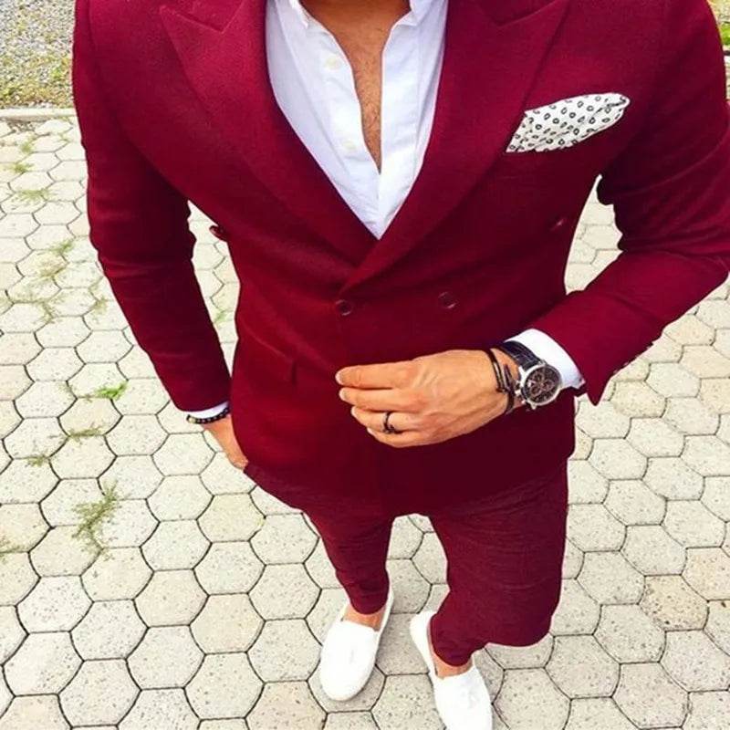 Elegant Italian Suit – 2-Piece Groom & Prom Tuxedo with Elbow Patches - Emprize360