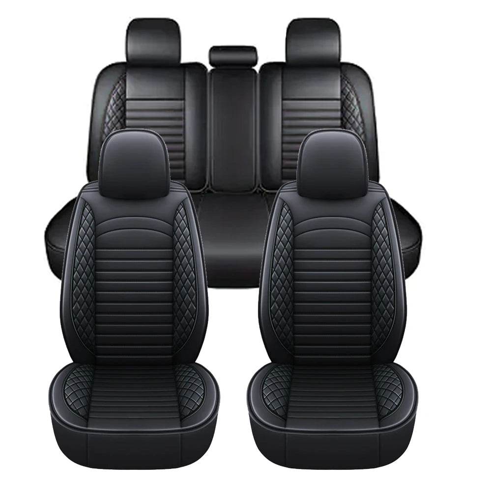 AUTO PLUS Universal Leather Car Seat Covers – 11Pcs Full Surround Protection for Sedan, SUV, Pick-Up Truck, 5 Seats - Emprize360