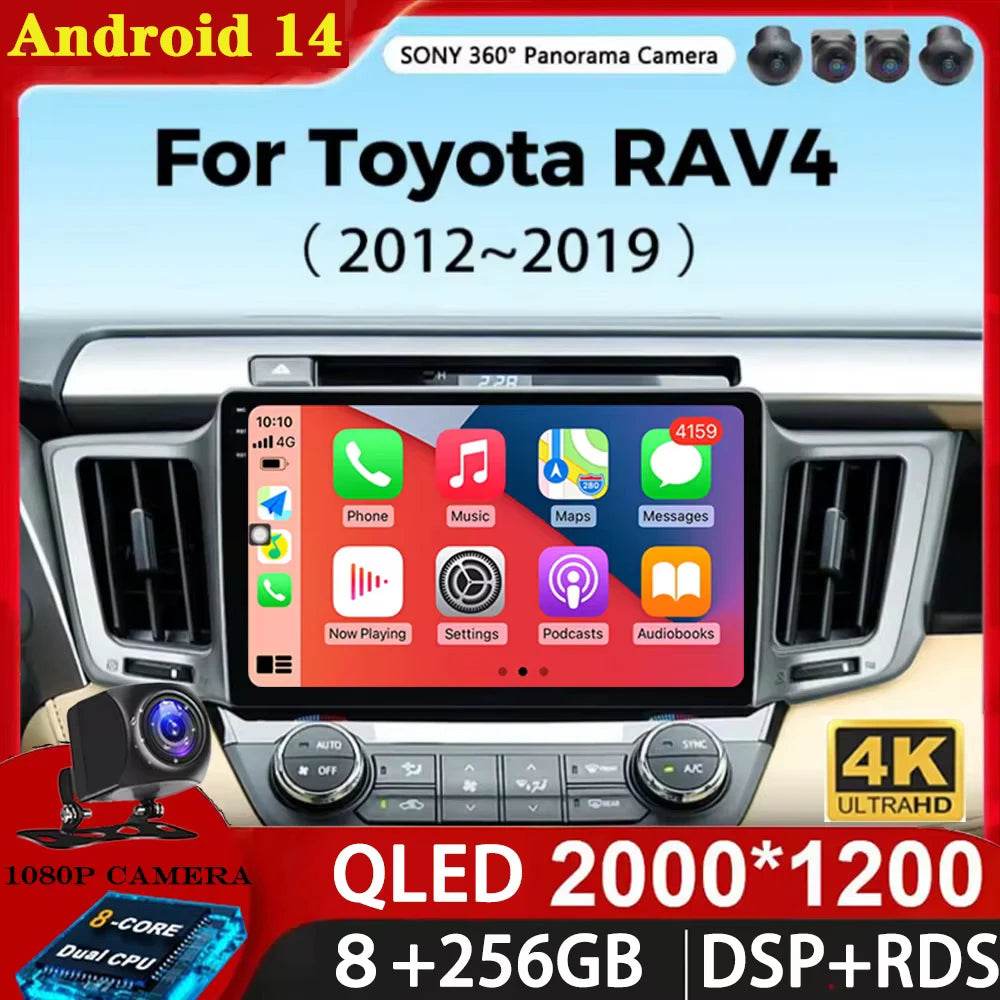 Android 14 Carplay Radio for Toyota RAV4 2012-2019 with GPS, WiFi, 4G, BT and 360 Camera" - EMPRIZE 360