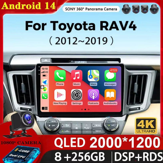 Android 14 Carplay Radio for Toyota RAV4 2012-2019 with GPS, WiFi, 4G, BT and 360 Camera" - EMPRIZE 360