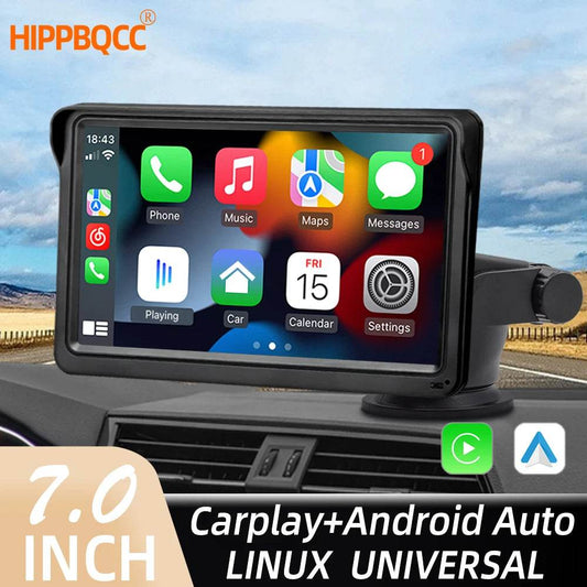 HIPPBQCC 7-Inch Car Radio: CarPlay & Android Auto Multimedia Player with Touch Screen, USB AUX & Rear View Camera Support - Emprize360
