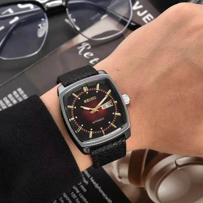 Original SEIKO SNKP27 Series Automatic Luxury Tonneau Watch with Leather Strap - Emprize360