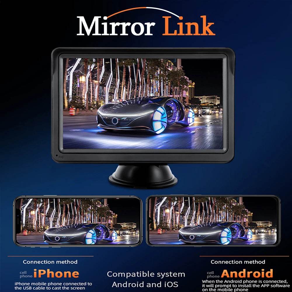 HIPPBQCC 7-Inch Car Radio: CarPlay & Android Auto Multimedia Player with Touch Screen, USB AUX & Rear View Camera Support - Emprize360