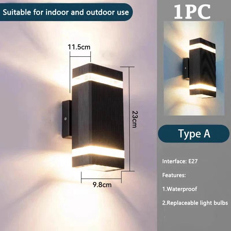 LED Wall Sconce Light with E27 Replaceable Bulb – Waterproof Outdoor & Indoor Wall Lamp for Bedroom, Balcony, Garden, and Stair Lighting - Emprize360
