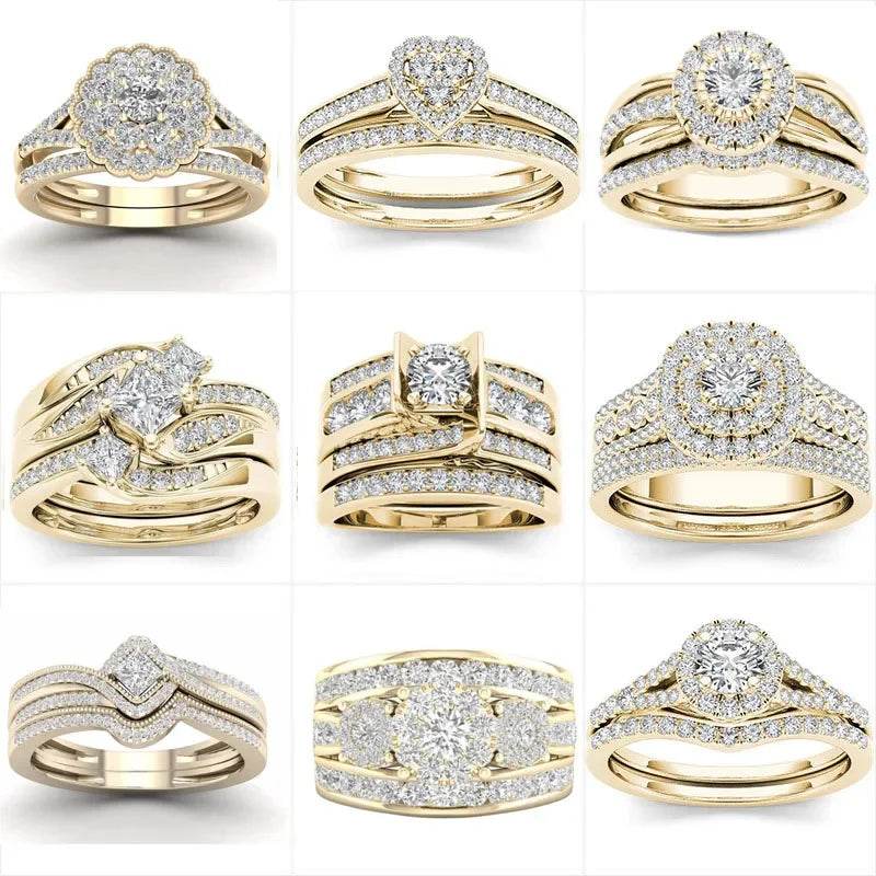Wedding & Engagement Ring Set with AAA Cubic Zirconia - Emprize360