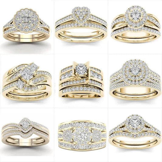 Wedding & Engagement Ring Set with AAA Cubic Zirconia - Emprize360