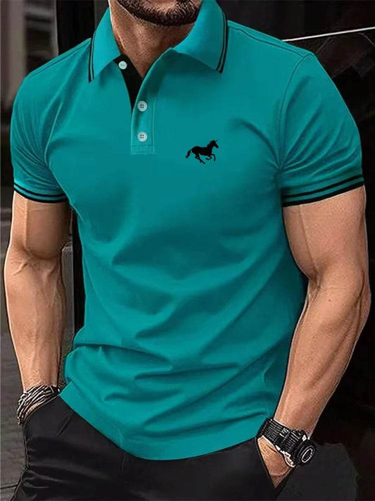 New Men's T-shirt Classic Short Sleeved Shirt Summer Top Casual T-shirt Button Lapel Super Large S-3XL Casual Polo Shirt - Emprize360