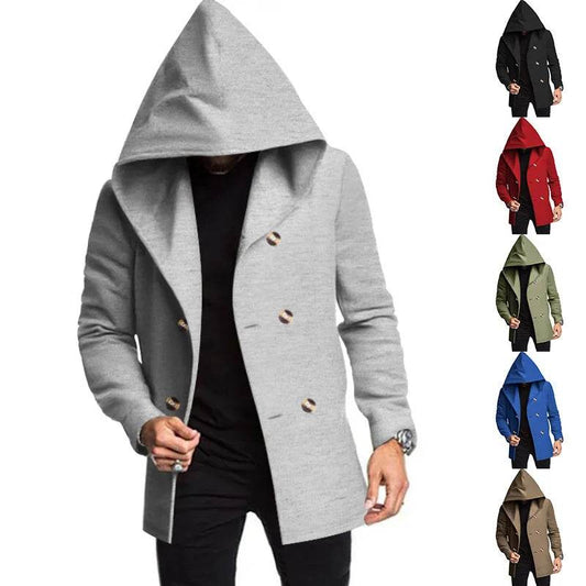 "Modern Men's Slim Fit Hooded Windbreaker – Longline Casual Jacket in Solid Color, European Street Style - EMPRIZE360
