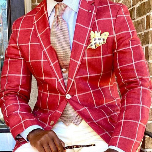 Men's Single Row Two Button Plaid Blazer - Emprize360