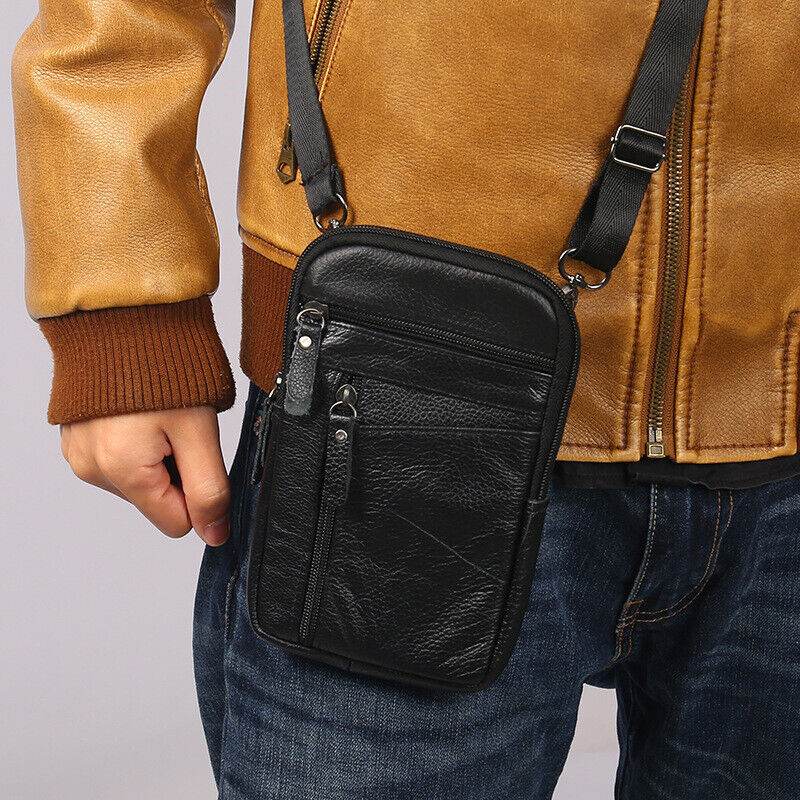Men's Premium Leather Multi-Functional Phone Pouch – Belt Bag, Crossbody & Shoulder Style - Emprize360