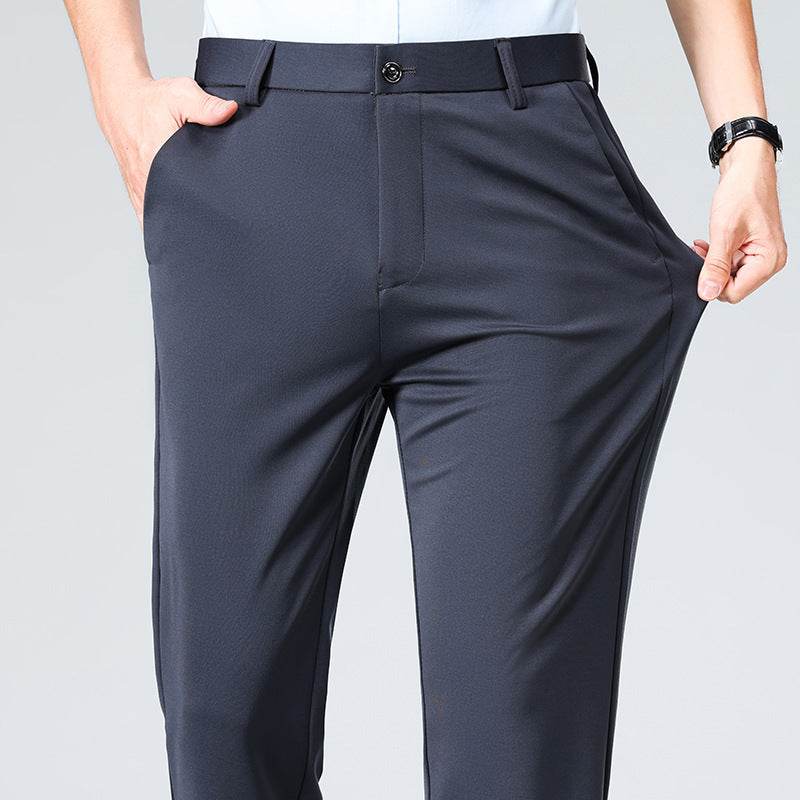 Men's High-Waist Four-Sided Elastic Ice Silk Trousers – Breathable and Comfortable - Emprize360