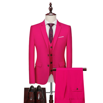 Modern British Style 3-Piece Suit - Slim-Fit Wedding & Groom Formalwear