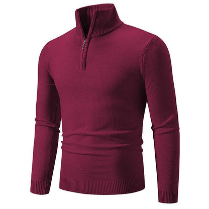 Men's Zip-Up Turtleneck Pullover Sweater – Stylish Long-Sleeve Knit for Cozy Comfort - Emprize360