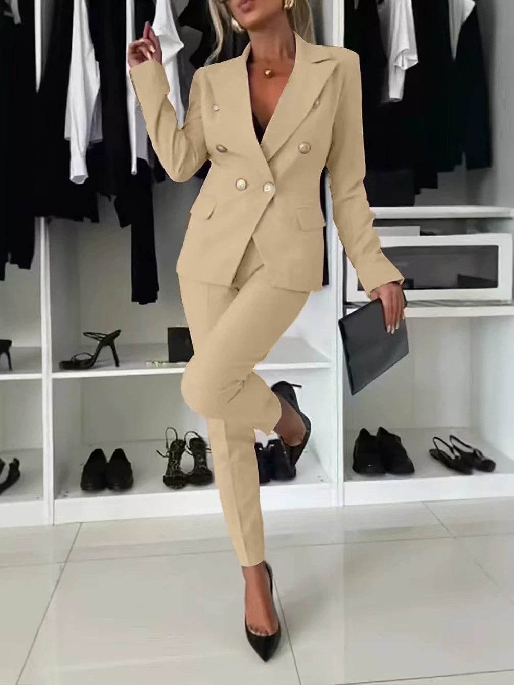 European & American Style Women's Casual Suit – Solid Color - Emprize360