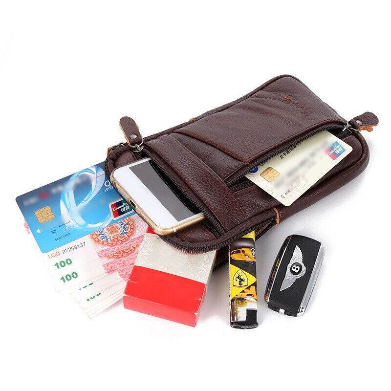 Men's Premium Leather Multi-Functional Phone Pouch – Belt Bag, Crossbody & Shoulder Style - Emprize360