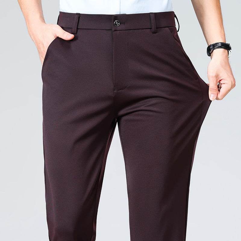 Men's High-Waist Four-Sided Elastic Ice Silk Trousers – Breathable and Comfortable - Emprize360