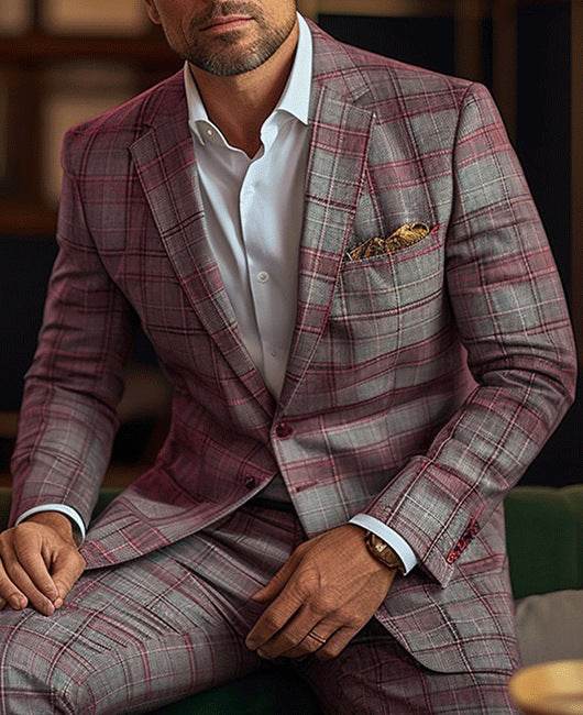 Men's Single Row Two Button Plaid Blazer - Emprize360