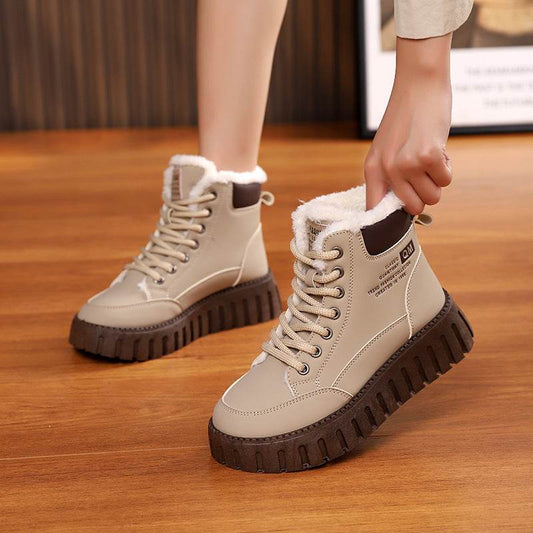 Women's Lace-up Snow Boots – Winter Warm Fleece Plush Casual Ankle Boots - Emprize360