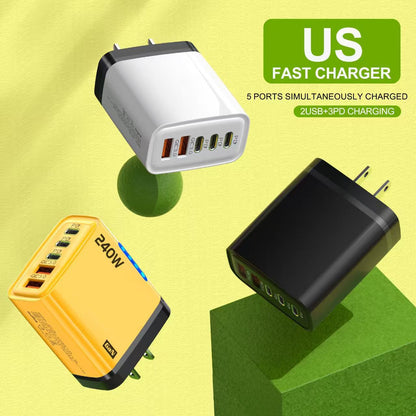 Universal 240W USB-C PD Multi-Port Charger – High-Speed Fast Charging Block