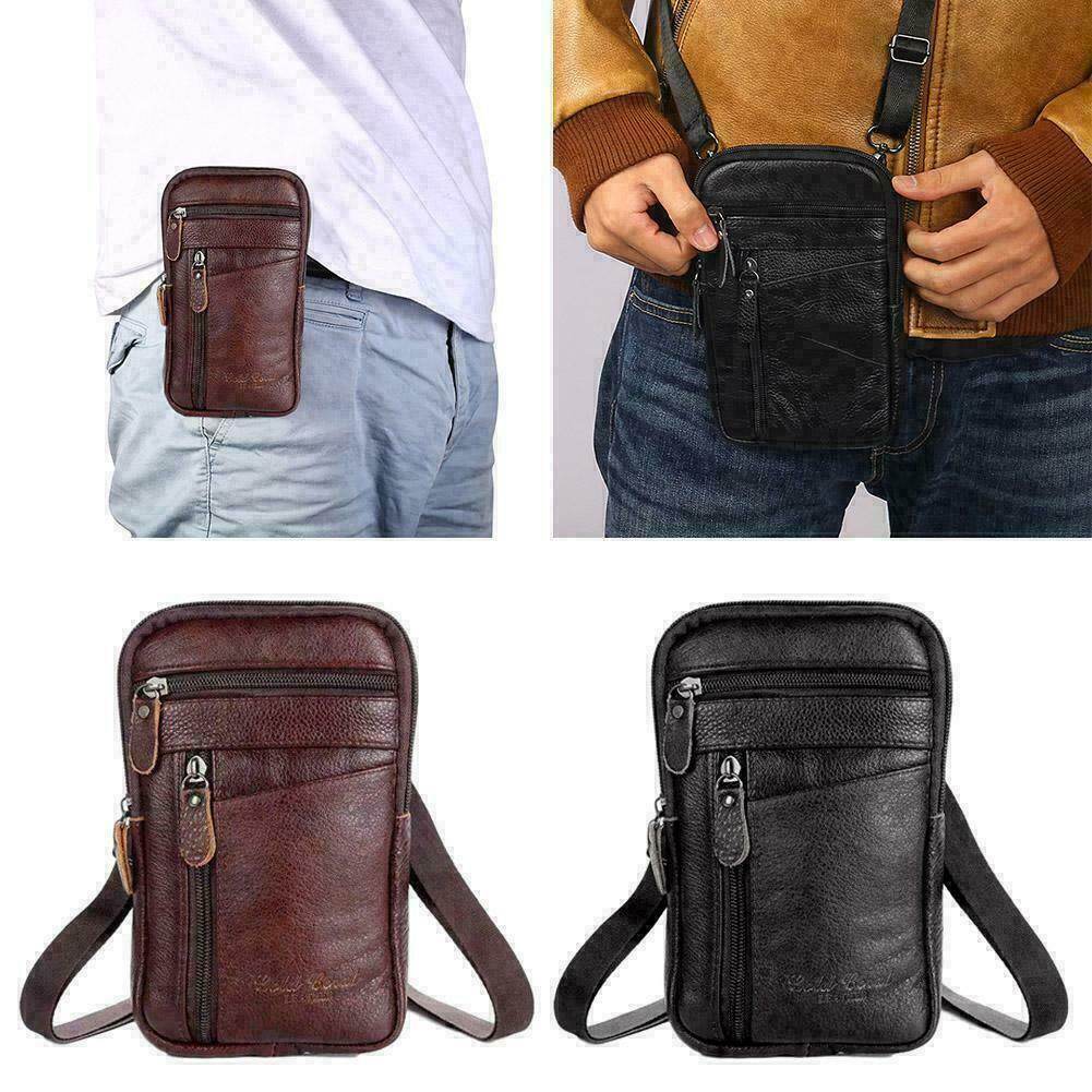 Men's Premium Leather Multi-Functional Phone Pouch – Belt Bag, Crossbody & Shoulder Style - Emprize360