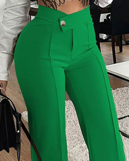 Slim Straight-leg Pants With Buckle Fashion - Emprize360