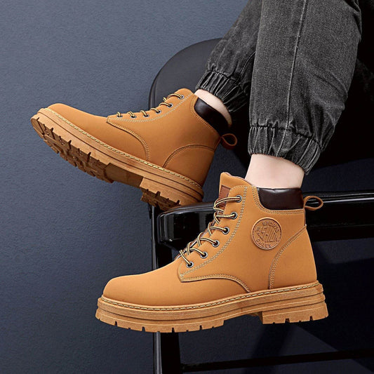 Mens Winter Boots Chunky Mid Heel Shoes Fashion Ankle Boots - Emprize360