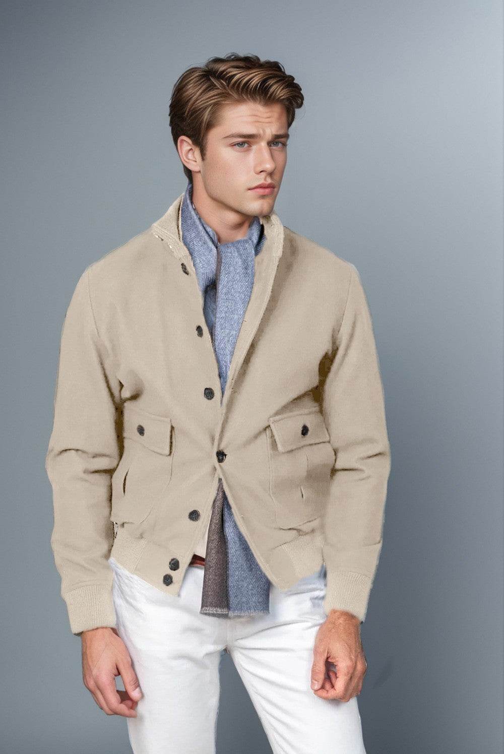 Men's Design Long Sleeve Stand Collar Top - Emprize360
