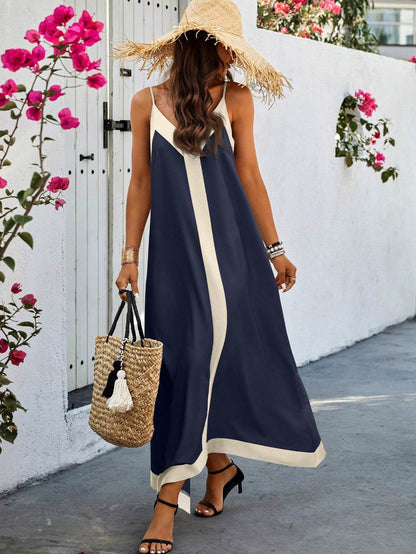 Women’s Two-Tone Sleeveless Maxi Dress - Casual Summer Look - Emprize360