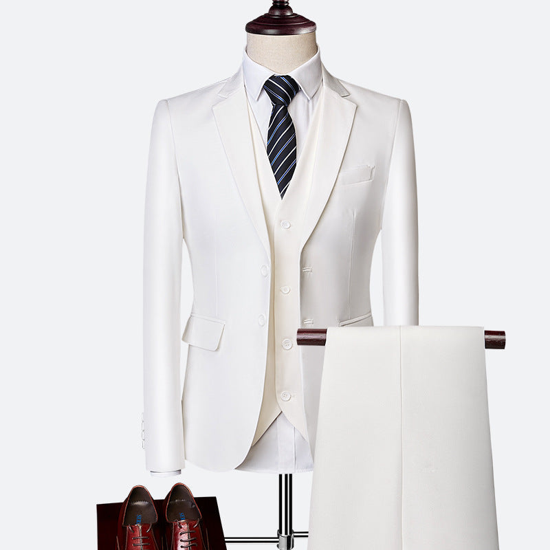 Modern British Style 3-Piece Suit - Slim-Fit Wedding & Groom Formalwear