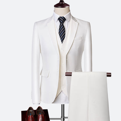 Modern British Style 3-Piece Suit - Slim-Fit Wedding & Groom Formalwear