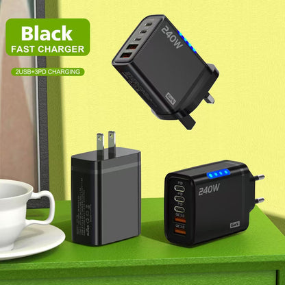 Universal 240W USB-C PD Multi-Port Charger – High-Speed Fast Charging Block