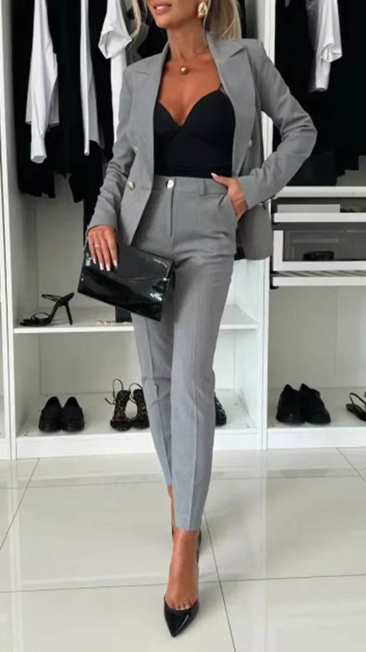 European & American Style Women's Casual Suit – Solid Color - Emprize360