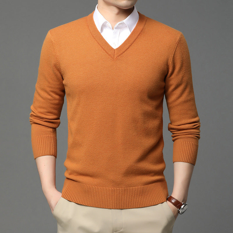 Men's V-Neck Long Sleeve Sweater Shirt