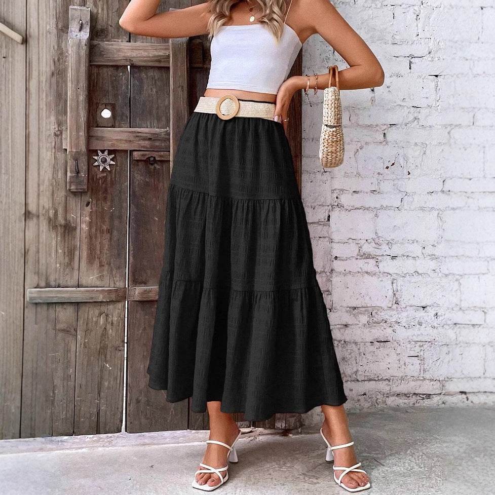 Women's Mid-Length Pleated Casual Skirt – Chic and Comfortable - Emprize360