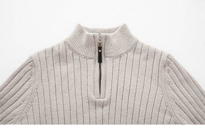 Men's Long-sleeved Half-turtleneck Zip-up Sweater - Emprize360