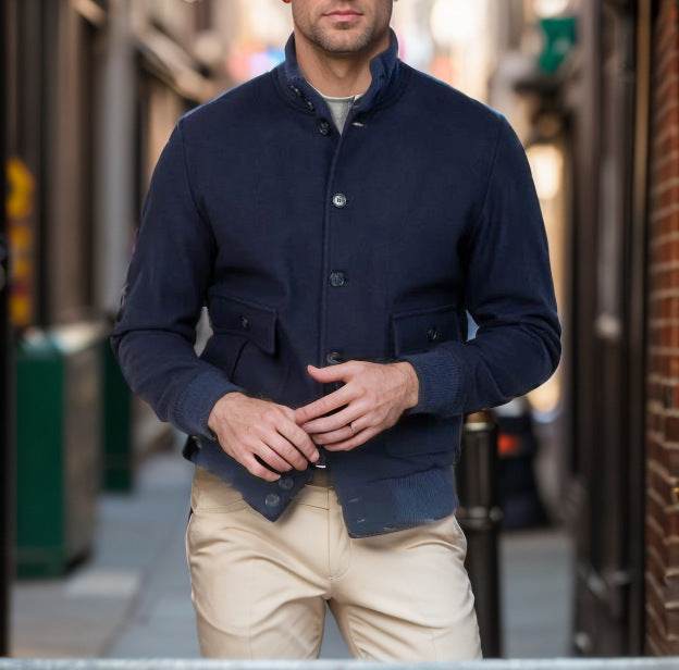 Men's Design Long Sleeve Stand Collar Top - Emprize360