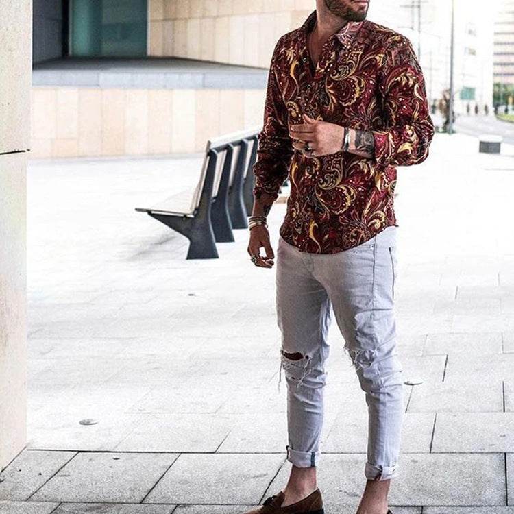 Trendy Men's Vacation Casual Top – Fashionable Pattern Print Shirt" - EMPRIZE 360