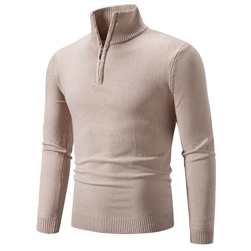 Men's Zip-Up Turtleneck Pullover Sweater – Stylish Long-Sleeve Knit for Cozy Comfort - Emprize360