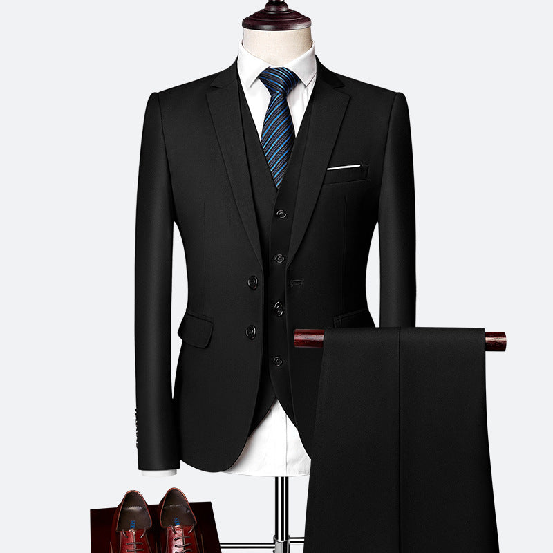 Modern British Style 3-Piece Suit - Slim-Fit Wedding & Groom Formalwear