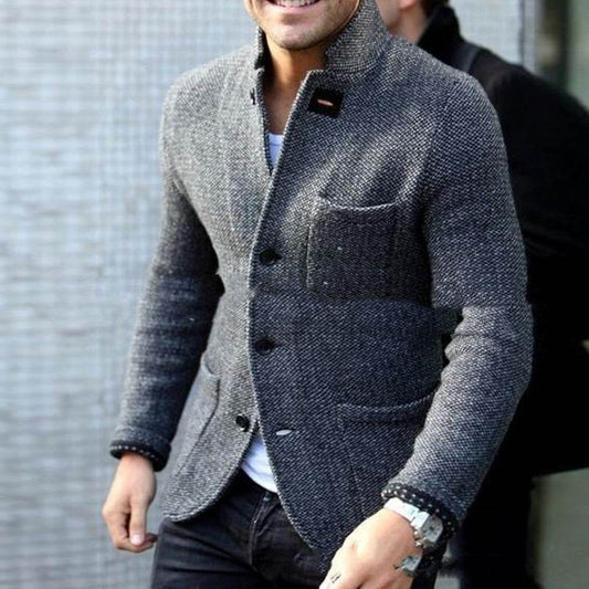 Men's Long Sleeve Slim Fit Stand Collar Cardigan - Warm Casual Bottoming Shirt - Emprize360